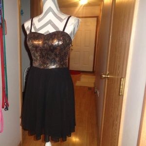 Guess Black Gold Sequin Chiffon Mini Dress 4